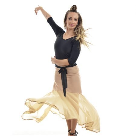 Long Nude Chiffon Skirt